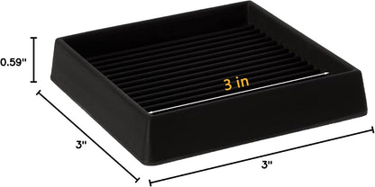 3X3 Square Rubber Caster Cups, Non Slip Furniture Pads - 4 Pack | Anti-Slip Furniture Gripper, Anti Skid Furnitures Feet, Anti Slide Floor Protector for Bed Couch Stoppers, Brown