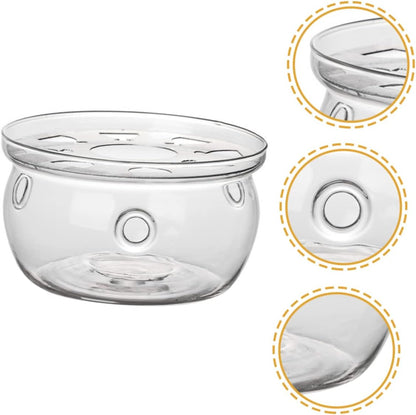 Glass Teapot Warmer Base High Borosilicate Glass Candle Holder for Tea Ceremony Accessories Elegant Heating Stand for Home Office and Tea Lovers Smooth Surface Design