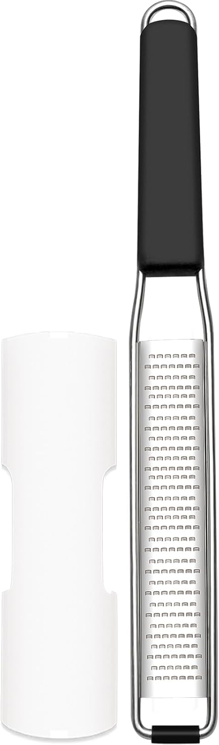 Cambom Lemon Zester Grater Three-piece Suit - Heavy Duty Kitchen Tool for Parmesan Cheese, Ginger, Garlic, Nutmeg, Chocolate, Vegetables，Fruits，Stainless Steel Grater Dishwasher Safe Black | 304 Stainless Steel, Sharp Tool for Parmesan Cheese, Ginger,