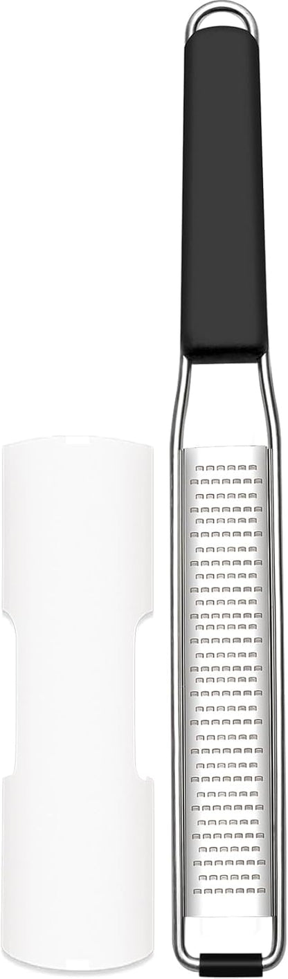 Cambom Lemon Zester Grater Three-piece Suit - Heavy Duty Kitchen Tool for Parmesan Cheese, Ginger, Garlic, Nutmeg, Chocolate, Vegetables，Fruits，Stainless Steel Grater Dishwasher Safe Black | 304 Stainless Steel, Sharp Tool for Parmesan Cheese, Ginger,