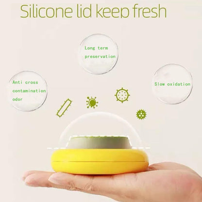 4PCs Silicone film cover+ABS Fruit and Vegetable Storage Containers Set for Fridge, Onion Storage Container, Avocado keeper,Tomato Saver,and Lemon holder reusable food savers