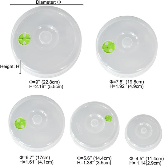 Microwave Covers 5 PCS, Microwave Splatter Cover, Dish Lid Plate Cover