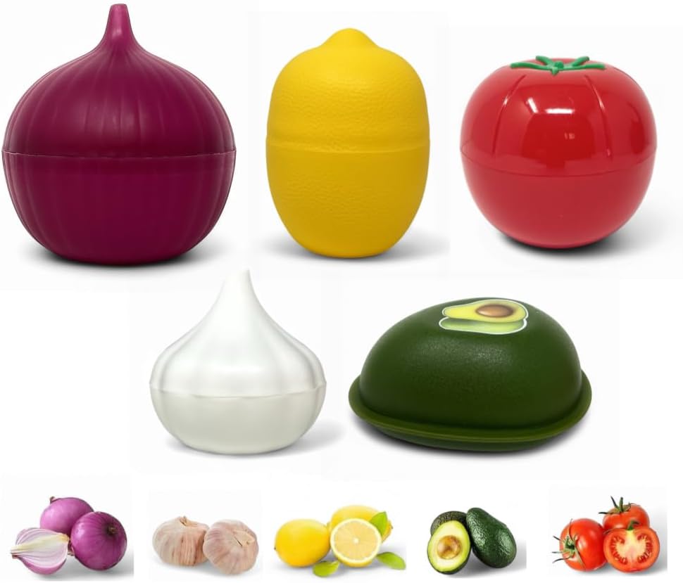 Vegetable and Fruit Saver, Keep Fresh Longer, Reusable Storage Keeper, Vegetable and Fruit Storage Containers in Fridge, BPA Free (Avocado)