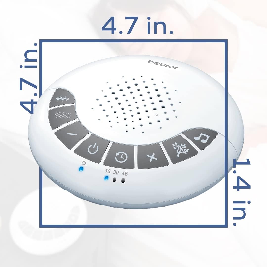 Beurer White Noise Machine with 4 Soothing Sounds | Sound Machine with Auto Shut-Off Sleep Timer | Portable White Noise Machine for Adults, Kids & Babies | Dreamsound Sleep Machine, SL15