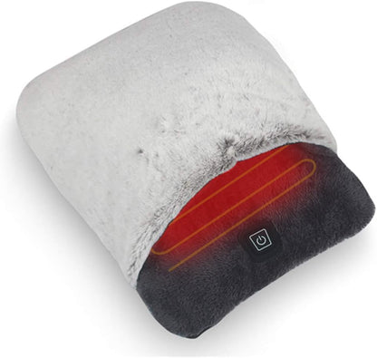 Electric Heated Foot Warmer with Massage,Vibration and Heating,Soft Plush Fabric & USB Fast Heating Pad for Women and Men,Relieve Foot Pain Soreness
