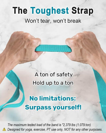 Stretching Strap, 10-Loop Non-Elastic Yoga Strap | Designed for stretching, yoga, Pilates and rehab with 10 loops, durable webbing and a longer 79-inch design