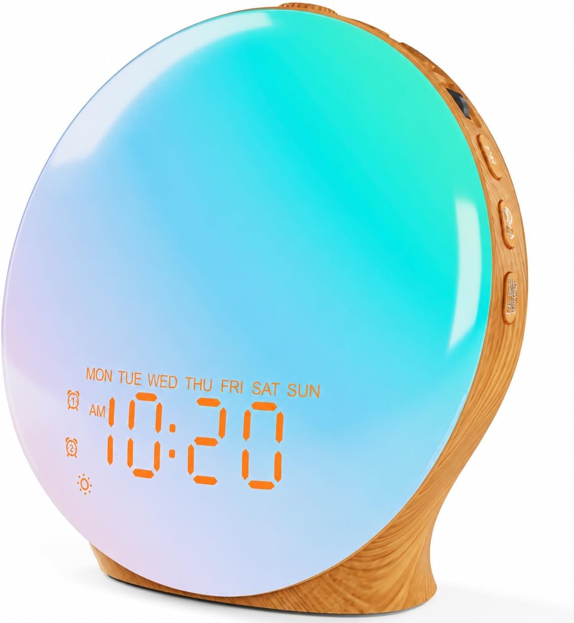 JALL Full Screen Dimmer Sunrise Alarm Clocks for Bedrooms, Wake Up Light with FM Radio, 25 White Noise Sleep Sounds, Bluetooth Speaker, Dual Alarms Bedside Clock for Heavy Sleepers