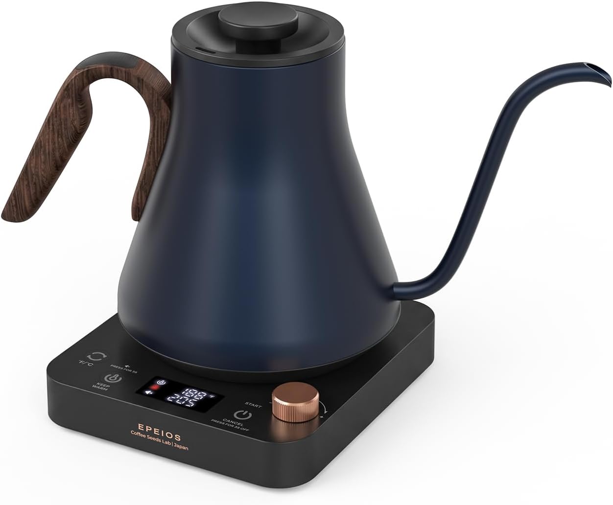 Epeios Electric Kettle, Gooseneck Electric Kettle with ±1°F Temperature Control, 1200W Rapid Heating for Pour Over Coffee & Tea, 304 Stainless Steel Interior, Auto Shut-Off, 0.9L, Black | Rapid Heating, Precision Pour-Over for Coffee & Tea,Smart Hot