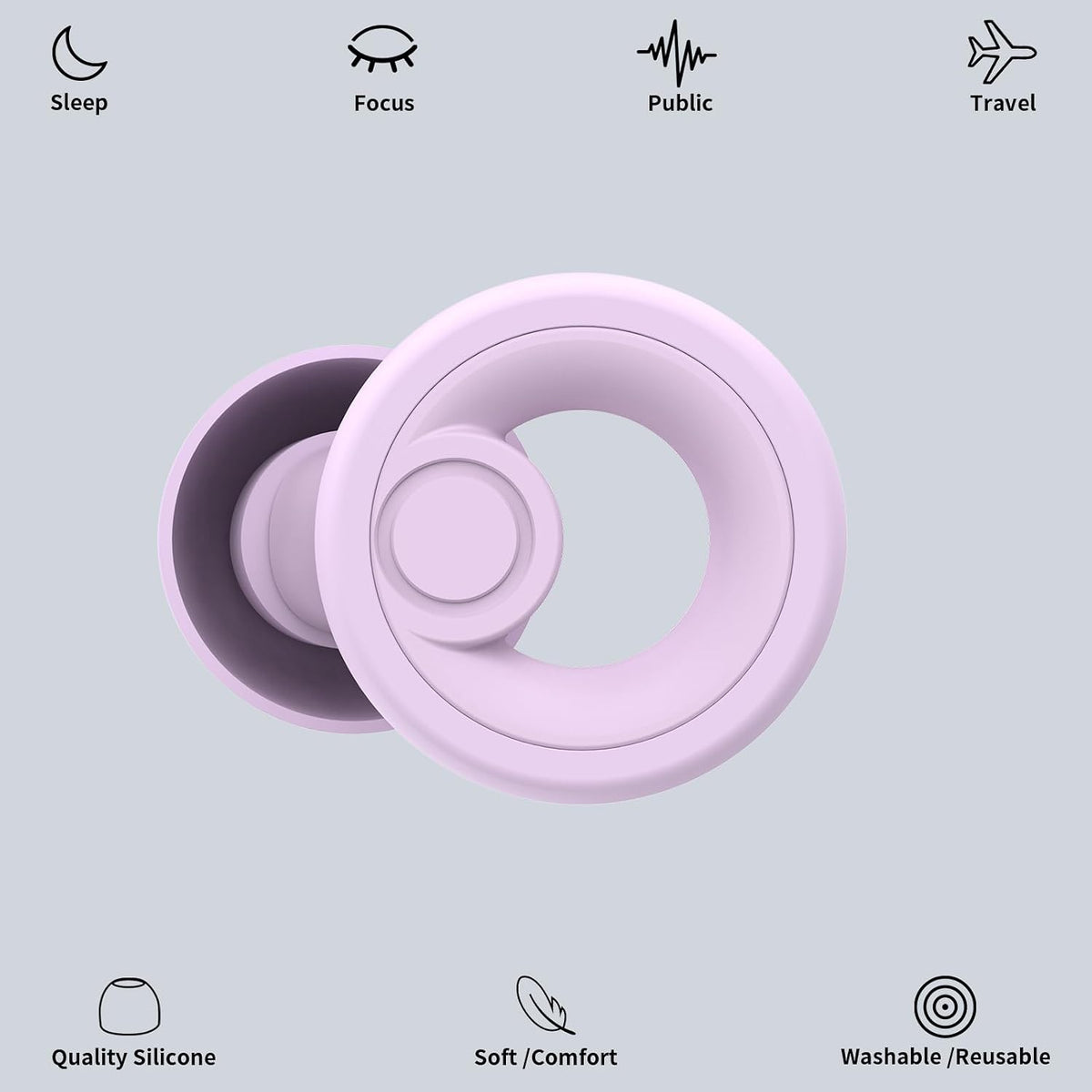 Jayine Ear Plugs for Noise Cancelling Ear Protection EarPlugs for Sleep,Concerts,Work,Study,8 Size Eartips with Small Box,Perfect -30dB Silicone Earplugs for Noise Reduction