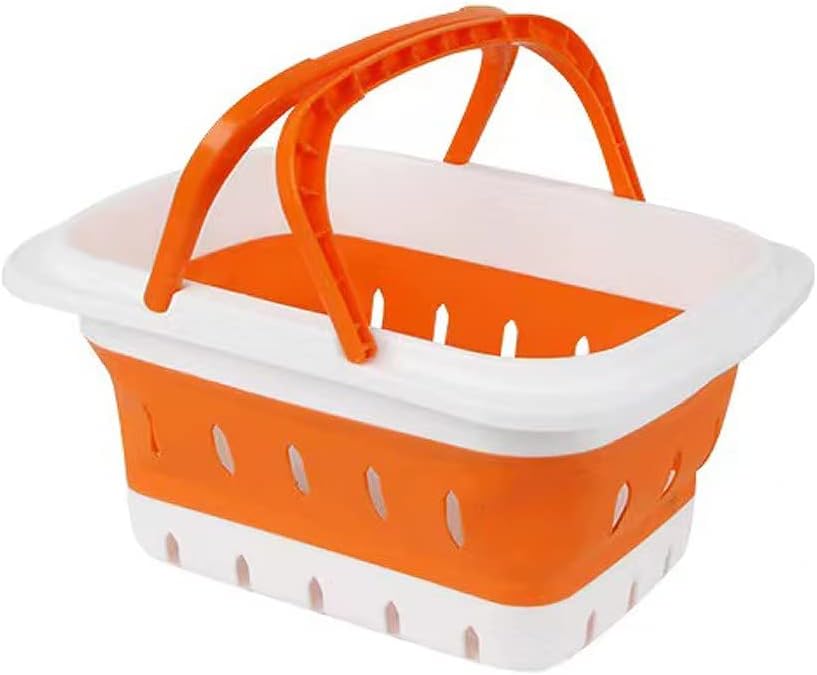 Plastic Caddy for Cleaning Supplies Products, Storage Collapsible Basket with Handles, Box Organizer Bin for Bathroom, Kitchen, College Dorm,Gym (Blue 1 pack)