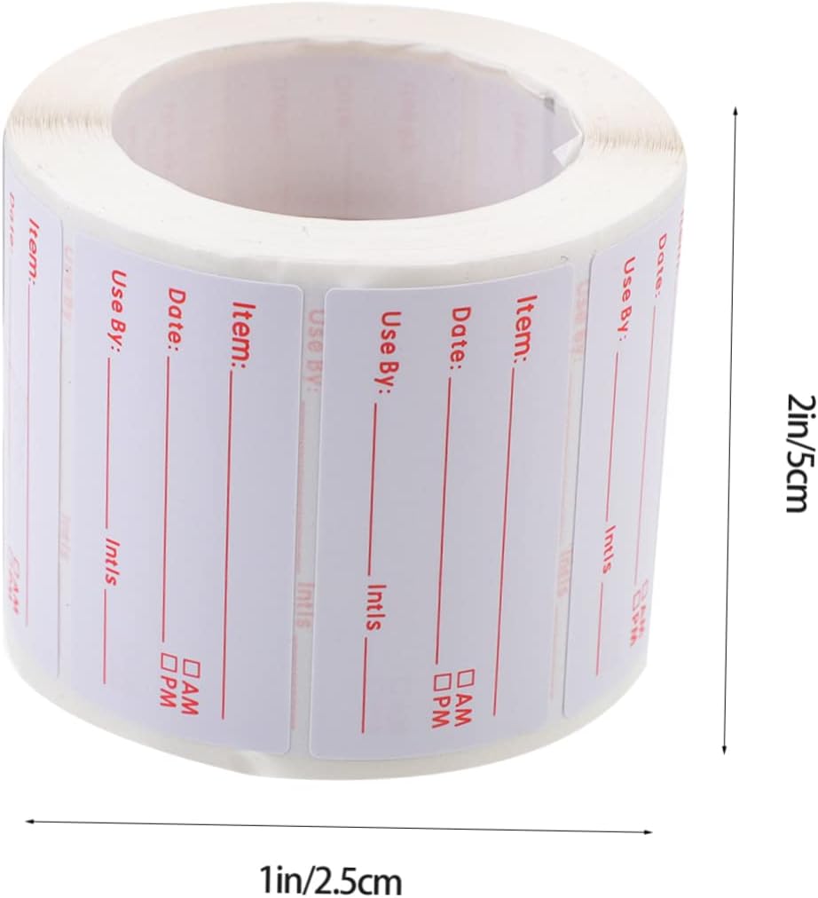 TEHAUX 1roll Writing Rotation Labels Food Labels Stickers Tiny Stickers for Day Dots Dry Surface Adhesive Removable for Restaurant Home and Grocery Stores