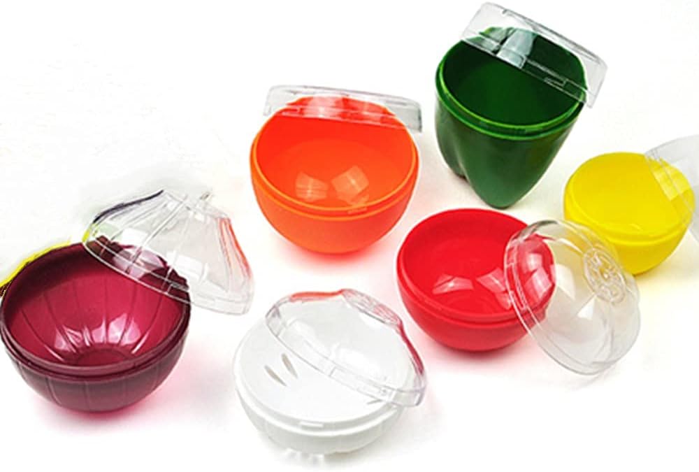 OUKEYI Reusable Fruit and Vegetable Storage Containers Refrigerator Box Storage Bowls Saver Holder Keeper for onion, Green pepper, Tomato, Lemon, and garlic ，Refrigerator Vegetable Crisper 5 Pack