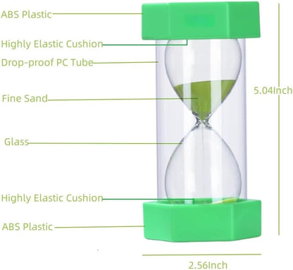 Colorful Sand Timers, Hourglass Sand Timers 5 Min Sandglass Timer with Protective Cover for Toothbrush Timer Games Classroom Home Office Cooking(Blue+5Min)