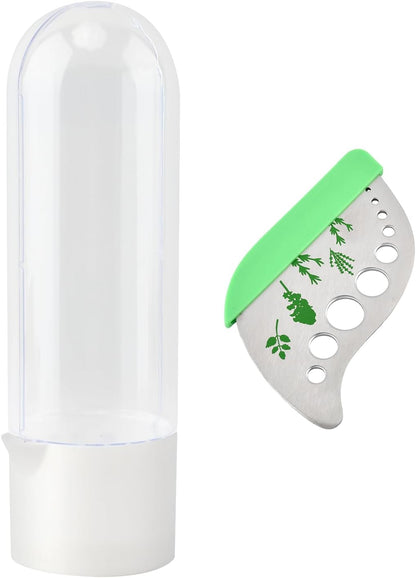 Herb Keeper for Refrigerator + Herb Stripper - Cilantro Container for Fridge, Vegetable Preservation Bottle for Cilantro, Mint, Keeps Greens Fresh for 2-3 Weeks(1PCS)