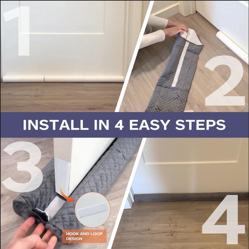 Ciieyuo Premium Velvet Under Door Draft Stopper, Adjustable 30-36 Inches | Door Air Draft Stopper, Easy-to-Install Under Door Gap Filler, Blocks Noise, Cold Air, Light, Dust, and Drafts