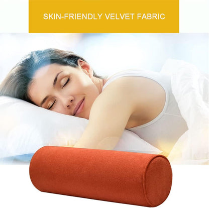 Cylinder Round Memory Foam Support Pillows Cervical Neck Roll Pillow with Pillowcase Soft, Comfortable and Breathable for Sleeping, Chair, Car, Sofa，Travel (Navy Blue, 24X6)