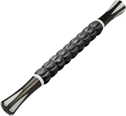 NuRich Muscle Roller Stick – 9-Roller Deep Tissue Massage Stick for Athletes – Trigger Point & Myofascial Release Tool for Legs, Calves & Back – 17.5 in Physical Therapy & Recovery Roller