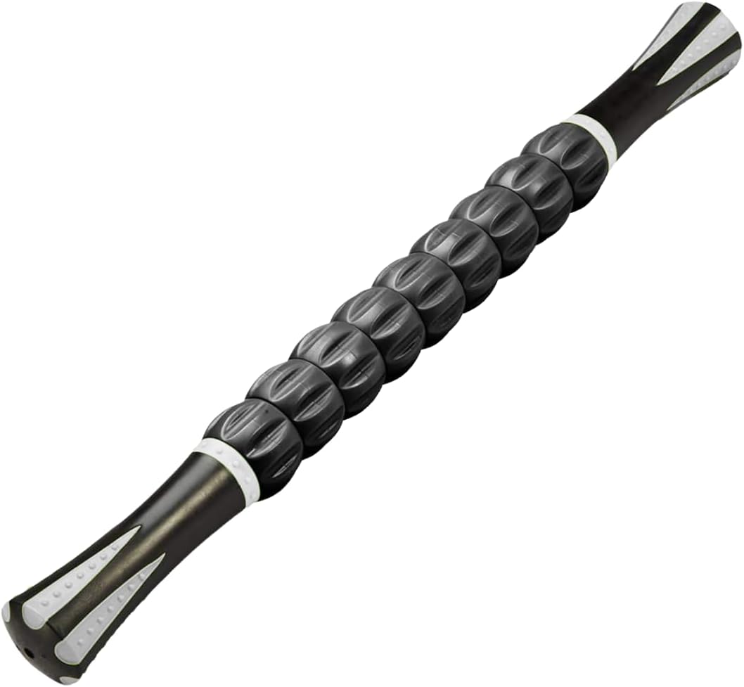 NuRich Muscle Roller Stick – 9-Roller Deep Tissue Massage Stick for Athletes – Trigger Point & Myofascial Release Tool for Legs, Calves & Back – 17.5 in Physical Therapy & Recovery Roller