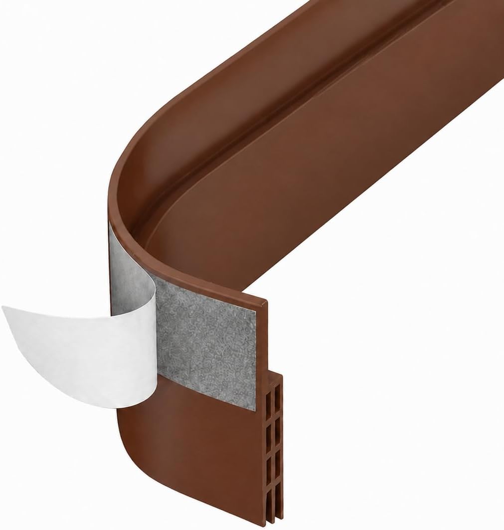 Adhesive Backed Door Draft Stopper – Silicone Under Door Sweep for Interior & Exterior Doors, Noise & Air Insulation, Self Stick Weather Stripping Door Seal, 2" W x 39" L (White) by Randall Mfg