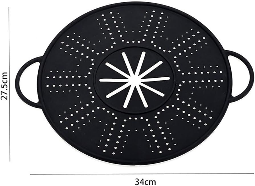 Silicone Spill Stopper Lid and Pot Holder Heat-Resistant Cover with Steam Release Port Fits Most Pots and Pans Dishwasher Safe 13.39 x 10.83 Inches Black(white)
