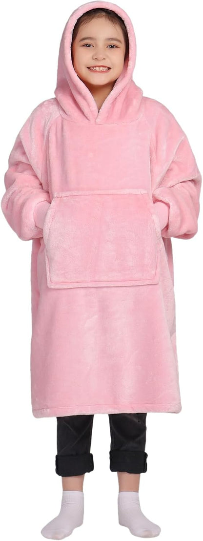 Waitu Wearable Blanket Sweatshirt Gifts for Women and Men, Warm and Cozy Giant Blanket Hoodie, Thick Flannel Blanket with Sleeves and Giant Pocket - Dark Gray
