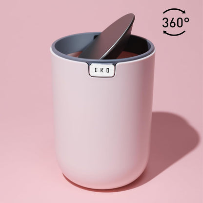 EKO Fandy 0.58 Gal/2.2L Mini Trash Can with Lid, Swing-Top Desktop Trash Can for Bathroom, Countertop, Vanity, Desk or Office, Small Garbage Bin (Blue)
