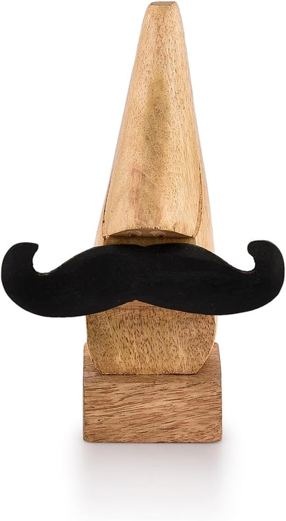 Display Stand Handmade Wooden Nose Shaped Spectacle Specs Eyeglass Holder Stand with Mustache (2" x 2" x 6")