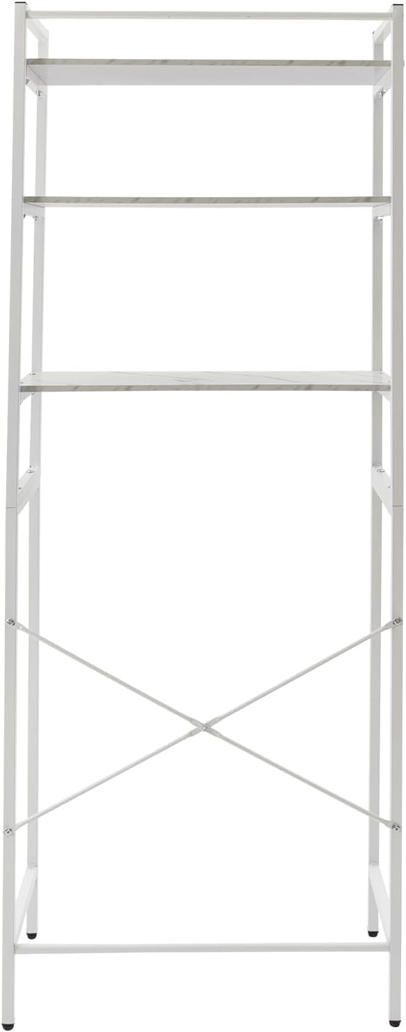 3-Tier Laundry Room Storage Shelf,Over Washer and Dryer Shelves,Floor Standing Washing Machine Storage Rack,White,Marbling