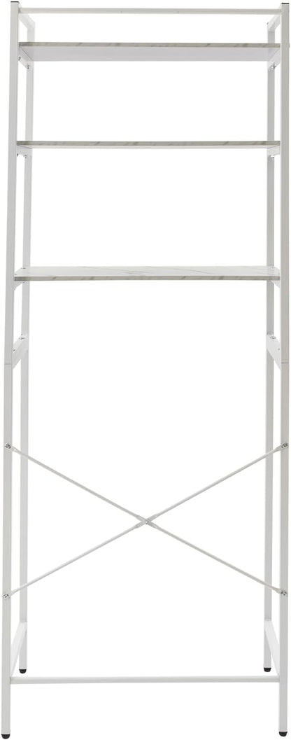 3-Tier Laundry Room Storage Shelf,Over Washer and Dryer Shelves,Floor Standing Washing Machine Storage Rack,White,Marbling