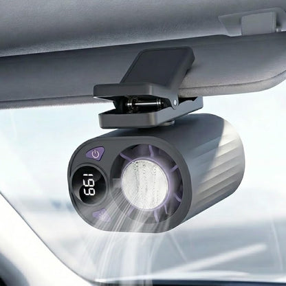 2026 New Car Clip On Air Conditioner Fan, Portable Clip On Cooling Fan with 360° Rotation, Rechargeable Fan for Bed, Umbrella and Car Visor & Roof Handles (White)