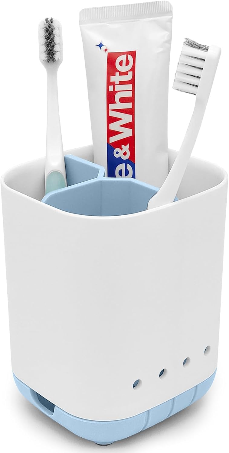 Toothbrush Holder for Bathroom,Plastic Detachable for Easy Cleaning Multi-Functional Storage,3 Slots Anti-Slip Electric Toothbrush and Toothpaste Organizer Caddy for Bathroom Vanity,Countertop (Grey)