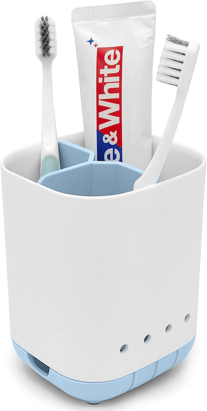 Toothbrush Holder for Bathroom,Plastic Detachable for Easy Cleaning Multi-Functional Storage,3 Slots Anti-Slip Electric Toothbrush and Toothpaste Organizer Caddy for Bathroom Vanity,Countertop (Grey)