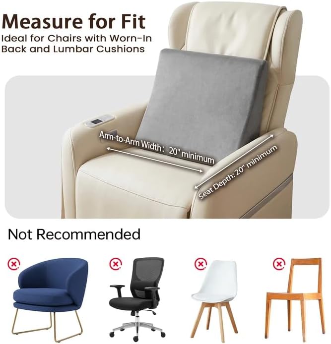 Vekkia Lumbar Support Pillow for Recliner, Ergonomic Back Support for Couch | Backrest Pillow, Improve Posture, Relieve Back Pain for Long Sitting & Elderly, for Armchair & Sofa, Removable Cover,Brown