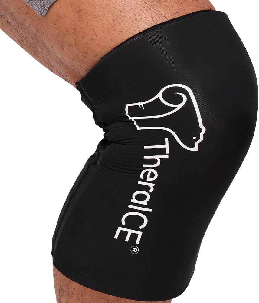 TheraICE Knee Ice Pack Wrap, Reusable Cold Compression Sleeve for Injuries | Flexible Gel Ice Pack, Cooling Knee Sleeve for Elbow, Ankle & Calf, Post-Surgery Recovery, ACL MCL Relief
