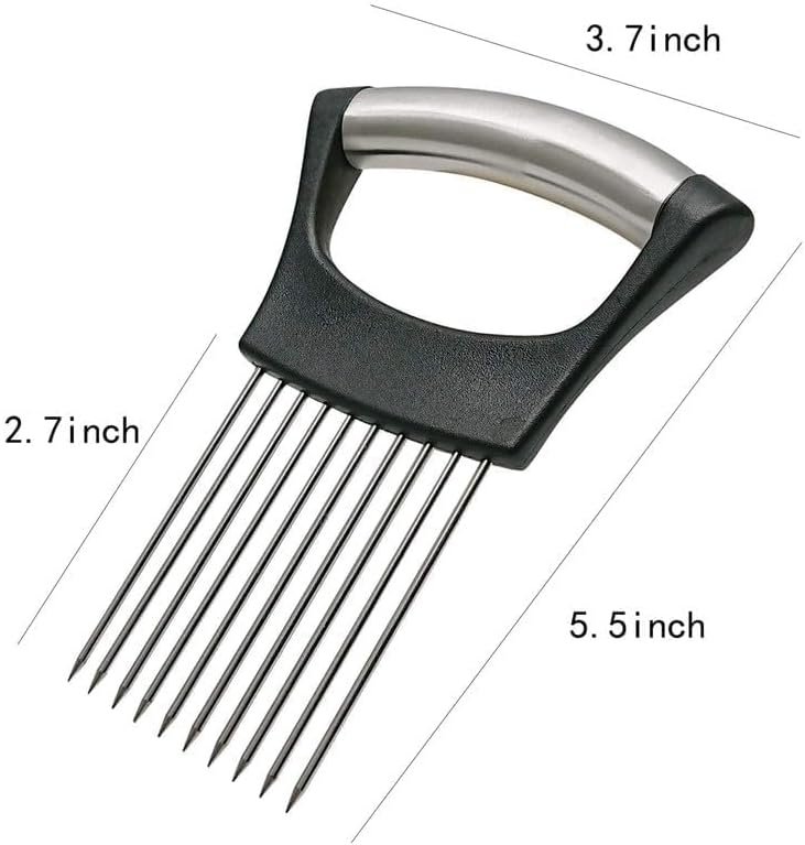 Onion Slicer, Stainless Steel Onion Holder for Slicing with Protective Case, Onion Cutter Tool for Meat Lemon Potato Tomato Avocado Egg Kitchen Slicing Assistant Tool (1 PCS)