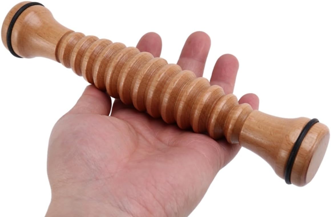 Set of 2 Natural Wooden Foot Massager Rollers for Plantar Fasciitis, Stress Relief, and Reflexology