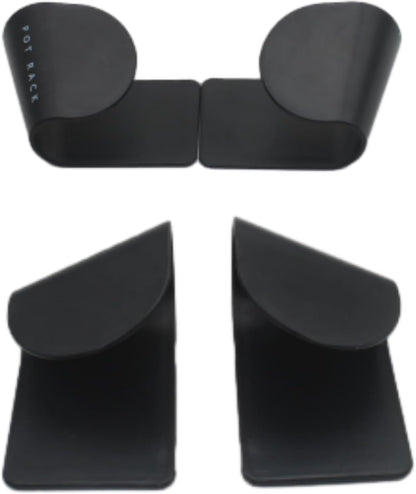 4 Pairs Pot and Pan Lid Holder Self Adhesive Wall Mount Storage Organizer Pot Lid Organizer for Cabinet (Black)
