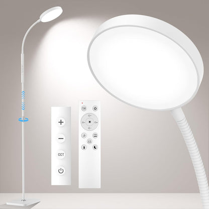 PACOVY Floor Lamp, Adjustable Height Floor Lamps for Living Room Bedroom, 120 LED Super Bright Standing Lamp Remote & Touch Control Dimmable Gooseneck Tall Stand Reading Lamp for Office Craft, Black