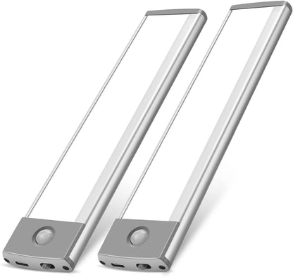 Rechargeable Motion Sensor Led Lights Ultra Thin Softer Under Counter 54-LED Closet Lighting Battery Operated Light Kitchen Under Cabinet Lighting Stick On Lights Night Light Wireless Light (2PACK)