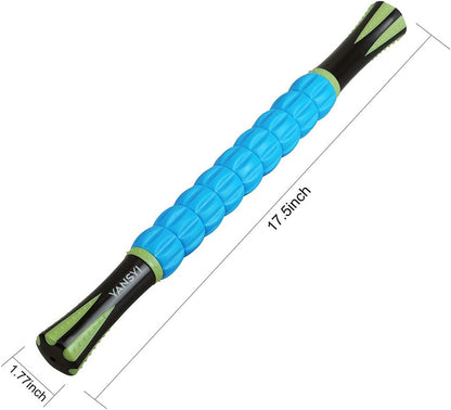 YANSYI Professional 9-Roller Deep Tissue Massage Stick - Portable Muscle Recovery Roller for Athletes, Relieves Post-Workout Soreness & Leg/Back Pain - Portable Physio Tool (Blue 1)