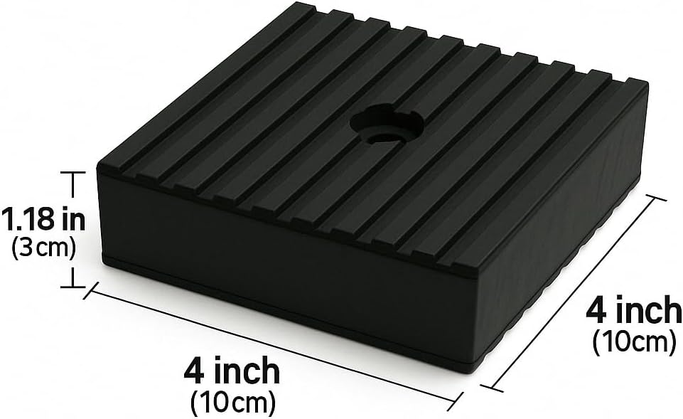 4 Pack Heavy-Duty Anti-Vibration Pads – Solid Rubber 4"x4"x1" | Noise Dampening, Slip-Resistant Pads for Air Compressor, Generator, Washer, Dryer, HVAC Equipment