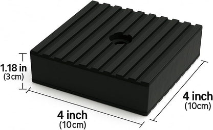 4 Pack Heavy-Duty Anti-Vibration Pads – Solid Rubber 4"x4"x1" | Noise Dampening, Slip-Resistant Pads for Air Compressor, Generator, Washer, Dryer, HVAC Equipment