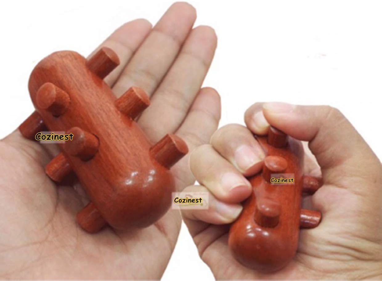 Reflexology Traditional Wooden Thai Massager Tools Full Body Foot Stick Hook Back Spa Face Gua Sha Therapy Trigger Point Massage Tool Relieve Shoulder Pain Wood (Set of 5 Full Body Massage)