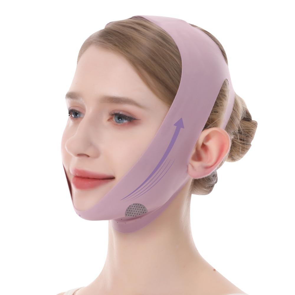 V-Line Lifting Mask, Chin Strap for Sleeping, Jawline Wrap, Medium, Pink