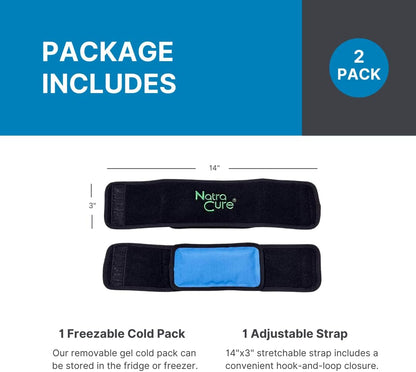 NatraCure Cold Therapy Wrap (Regular) with 14" Strap - 2 Pack - Small Reusable Gel Ice Pack Compress for Injuries and Pain Relief, Hand, Arch of Foot, Wrist, Elbow, Arthritis, Neuropathy - 715 CAT2PK
