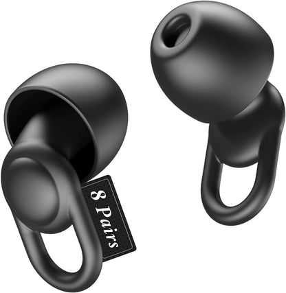 Silicone Ear Plugs for Noise Reduction - Reusable Soft Comfortable Earplugs for Sleeping,Noise Sensitivity & Flights -16 Ear Tips in XS/S/M/L, with 2 Travel Boxes - 33dB Noise Cancelling (Olive Green)
