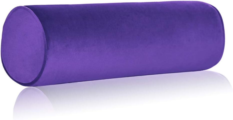 Tinbolunce Memory Foam Roll Pillow for Knee/Leg/Neck - Full Moon Bolster/Round Cylinder Pillow for Sleeping on Side or Back - Removable Cooling Cover Length 18" x 6" Diameter (Chocolate Brown)