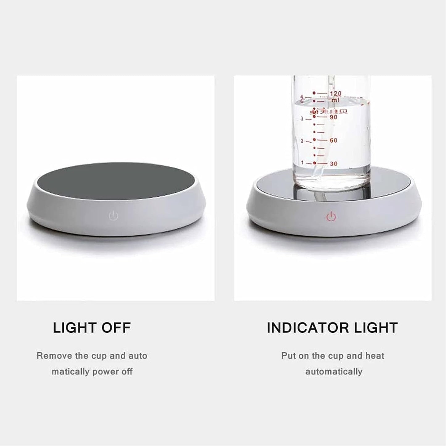 with Auto Shut Off, 18W Electric Mug Warmer Plate, Aluminum Heating for Home Office Use, Keeps Drinks Warm 40°C-60°C
