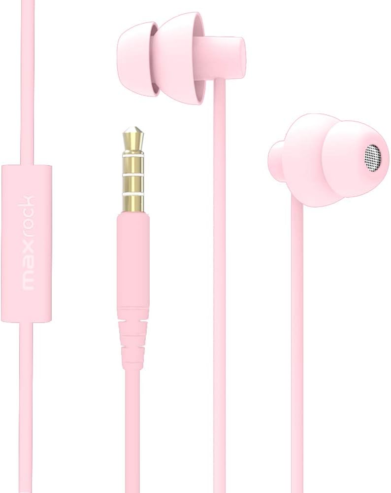 MAXROCK Sleep Earbuds,Ultra Soft Lightweight Sleep Earphones Headphones with Volume Control and Mic for Insomnia, Side Sleeper, Snoring, Air Travel, Meditation & Relaxation (Acid Blue)