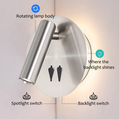 ZEROUNO Hardwired Sconces Wall Mounted Reading Lights with Switch LED Wall Lighting for Bedroom Bedside Lamps (Black)